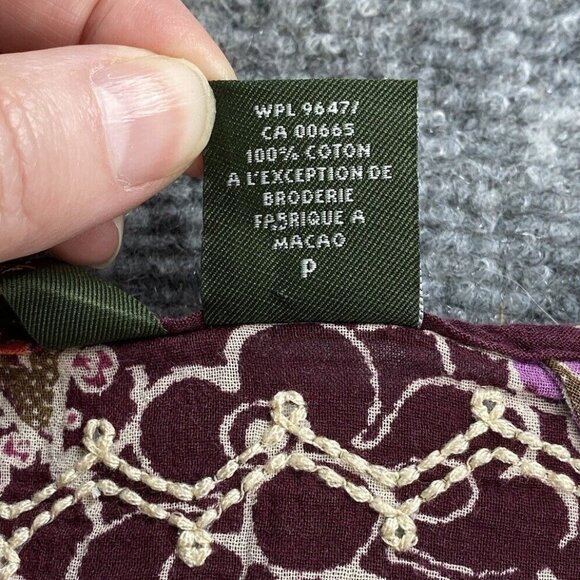 Eddie Bauer Blouse Womens S Purple Embroidered Tasseled Paisley Boho Semi Sheer - Picture 10 of 14